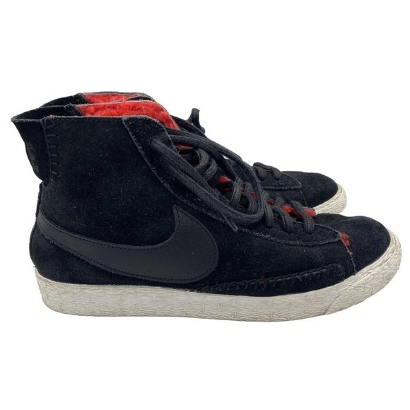 Nike Women’s Blazer Mid Premium Suede Shoes Black Red 7.5 403729 007 - Picture 1 of 8